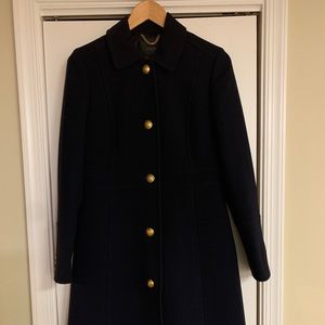 Navy lady day coat, mid length